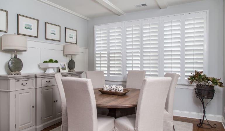  Plantation shutters in a Bluff City dining room.